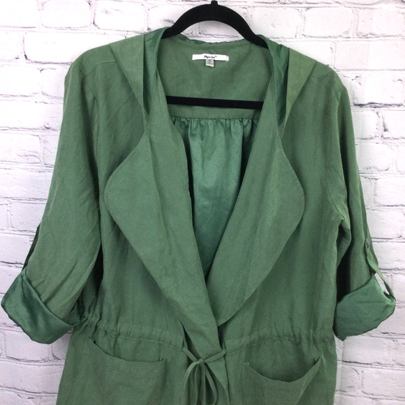 Papaya Women's Lightweight Hooded 3/4 Roll Up Long Sleeve Green Jacket M - Picture 2 of 11